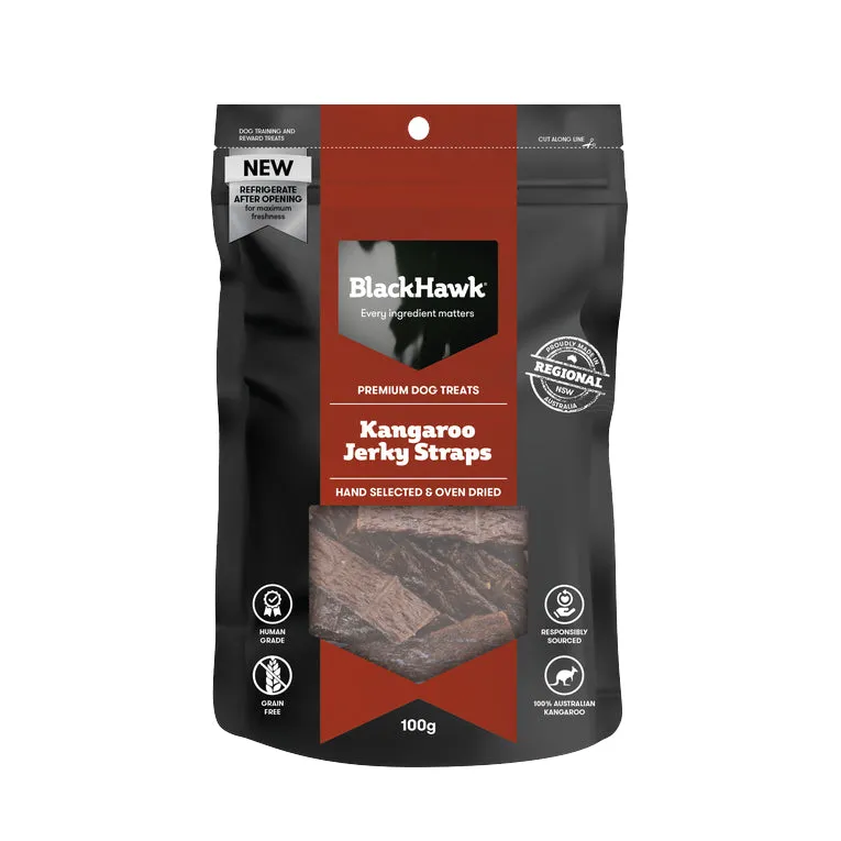 Black Hawk Kangaroo Jerky Dog Treats 100g