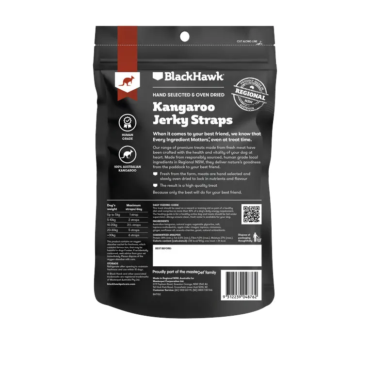 Black Hawk Kangaroo Jerky Dog Treats 100g