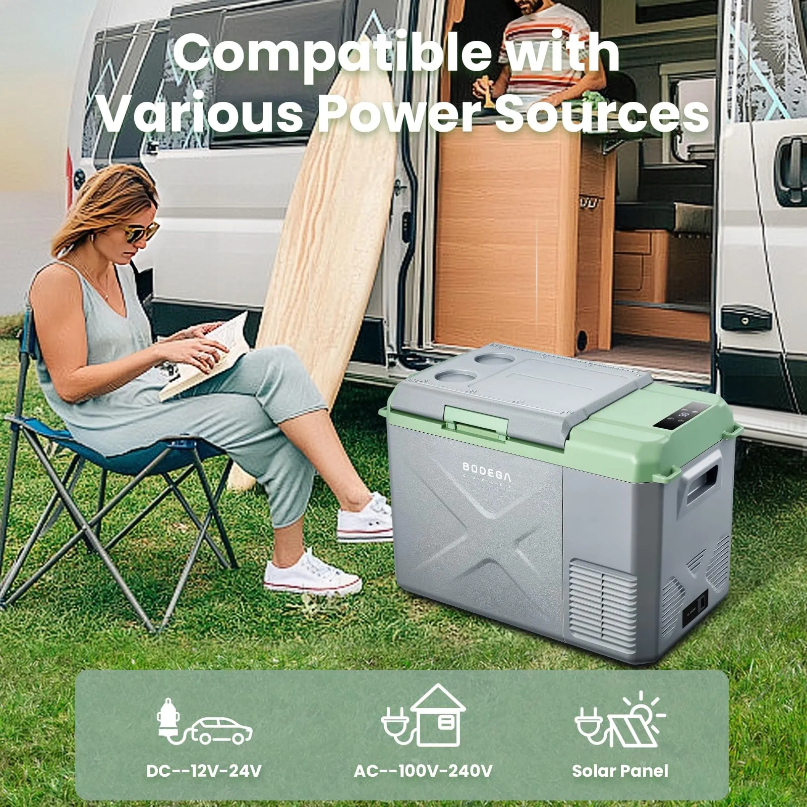 BODEGACOOLER 12 Volt Car Refrigerator, 26 Quart Car Fridge, -4℉-68℉ Portable Freezer, Electric Compressor Cooler 12/24V DC100-240 Volt AC for Outdoor RV Camping Travel Vehicles Home Use