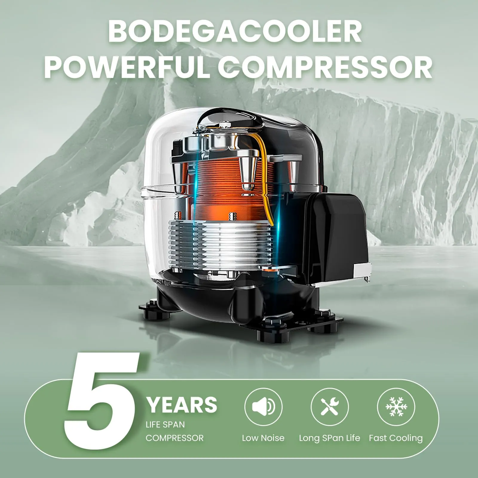 BODEGACOOLER 12 Volt Car Refrigerator, 26 Quart Car Fridge, -4℉-68℉ Portable Freezer, Electric Compressor Cooler 12/24V DC100-240 Volt AC for Outdoor RV Camping Travel Vehicles Home Use