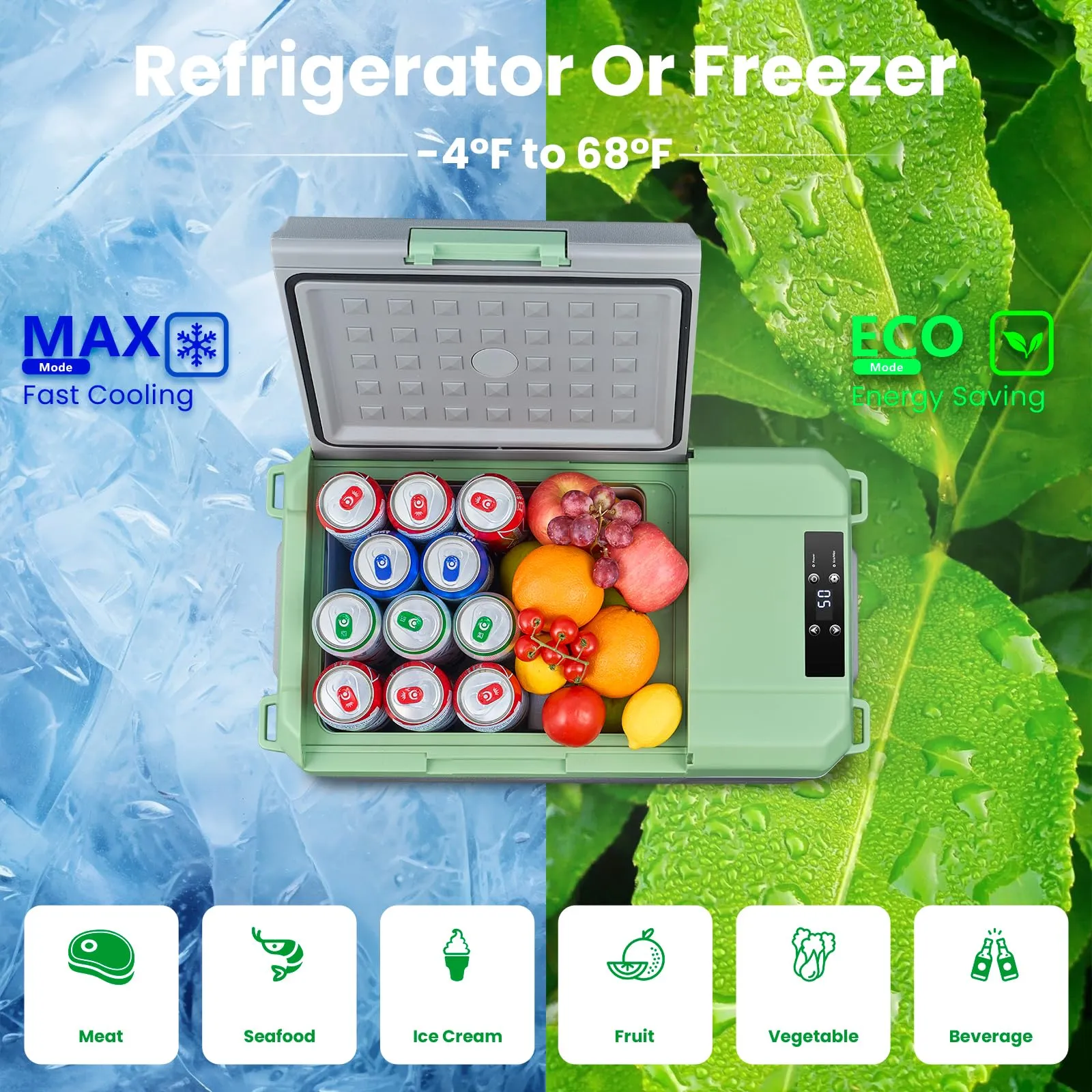 BODEGACOOLER 12 Volt Car Refrigerator, 26 Quart Car Fridge, -4℉-68℉ Portable Freezer, Electric Compressor Cooler 12/24V DC100-240 Volt AC for Outdoor RV Camping Travel Vehicles Home Use