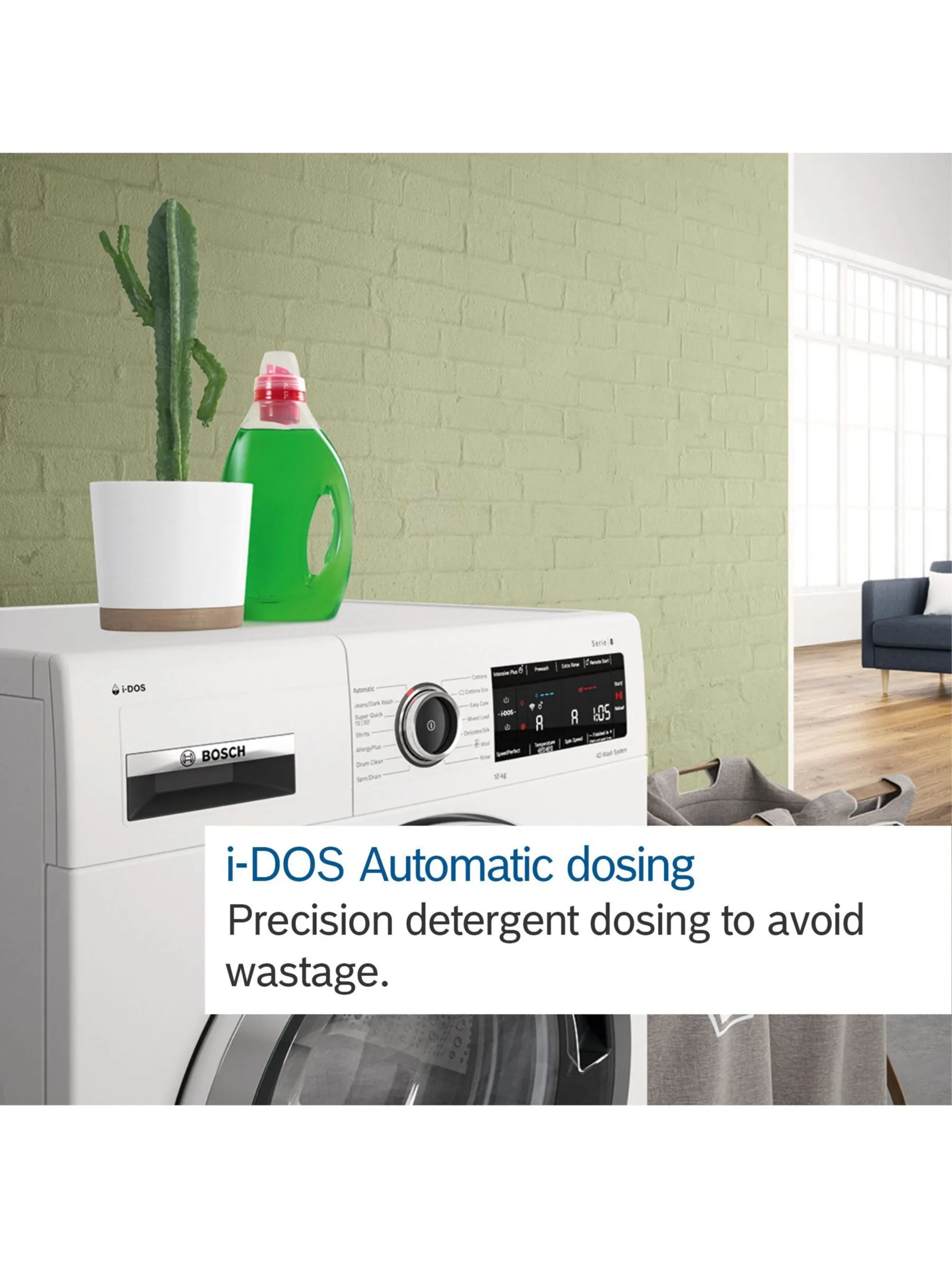 Bosch Series 6 WGG244F9GB Freestanding Washing Machine, 9kg Load, 1400rpm Spin, White Intelligent Dosing System i-DOS