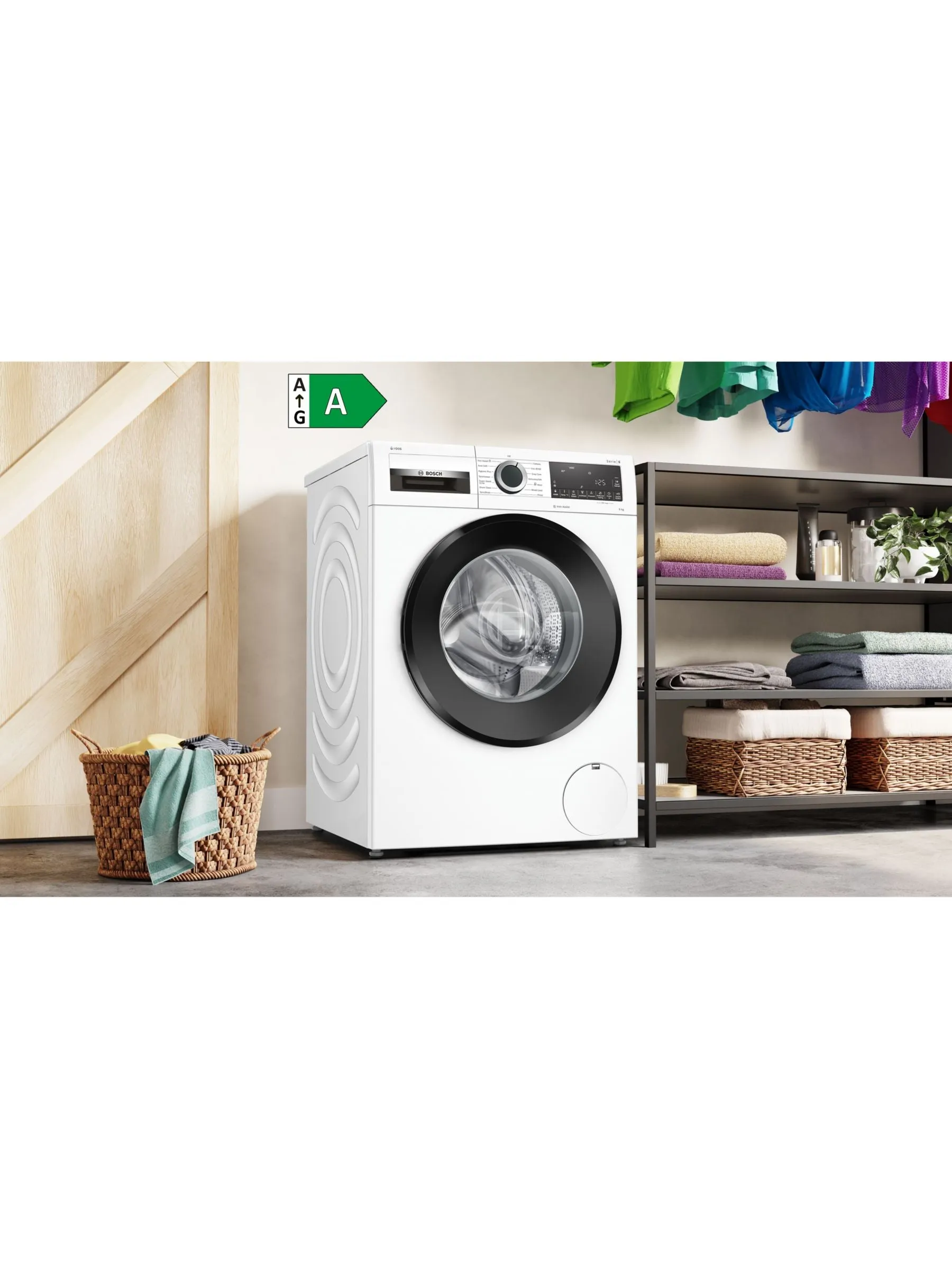 Bosch Series 6 WGG244F9GB Freestanding Washing Machine, 9kg Load, 1400rpm Spin, White Intelligent Dosing System i-DOS