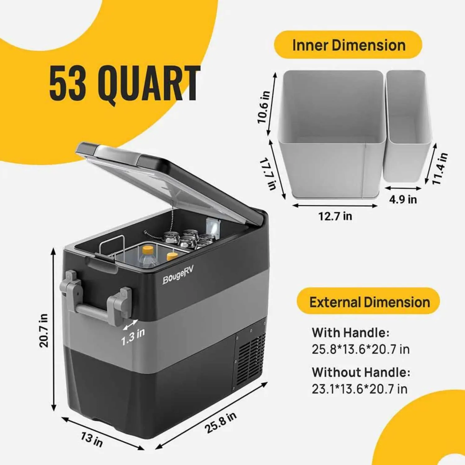 BougeRV 12V Portable Fridge/Freezer