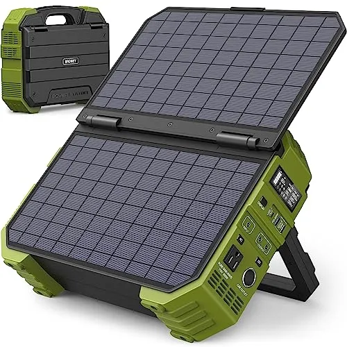 BROWEY Portable Power Station 1000W with Built-in Solar Panel, 614WH/192000mAh LiFePO4 Battery Pack, Solar Generator with AC/DC/USB/PD Outputs for Outdoor Camping, RV Travel, Emergency Preparedness