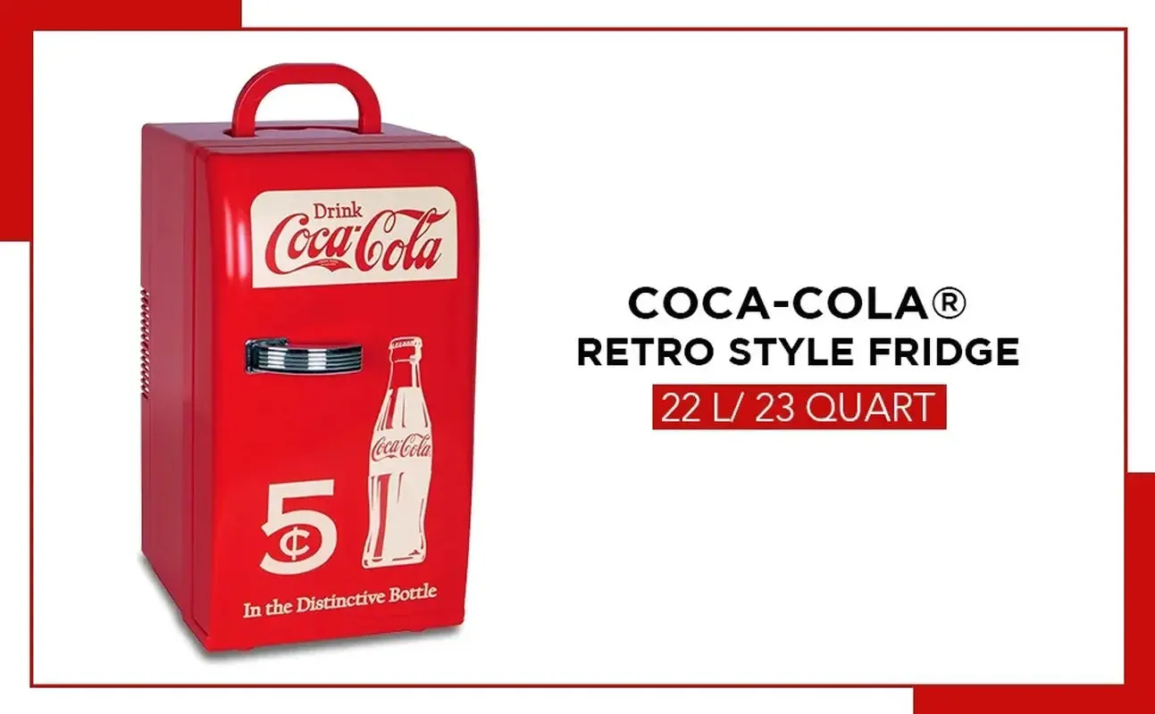Coca-Cola Retro 18 Can Mini Fridge Portable Cooler 23QT Refrigerator 2 Shelves