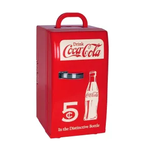 Coca-Cola Retro 18 Can Mini Fridge Portable Cooler 23QT Refrigerator 2 Shelves