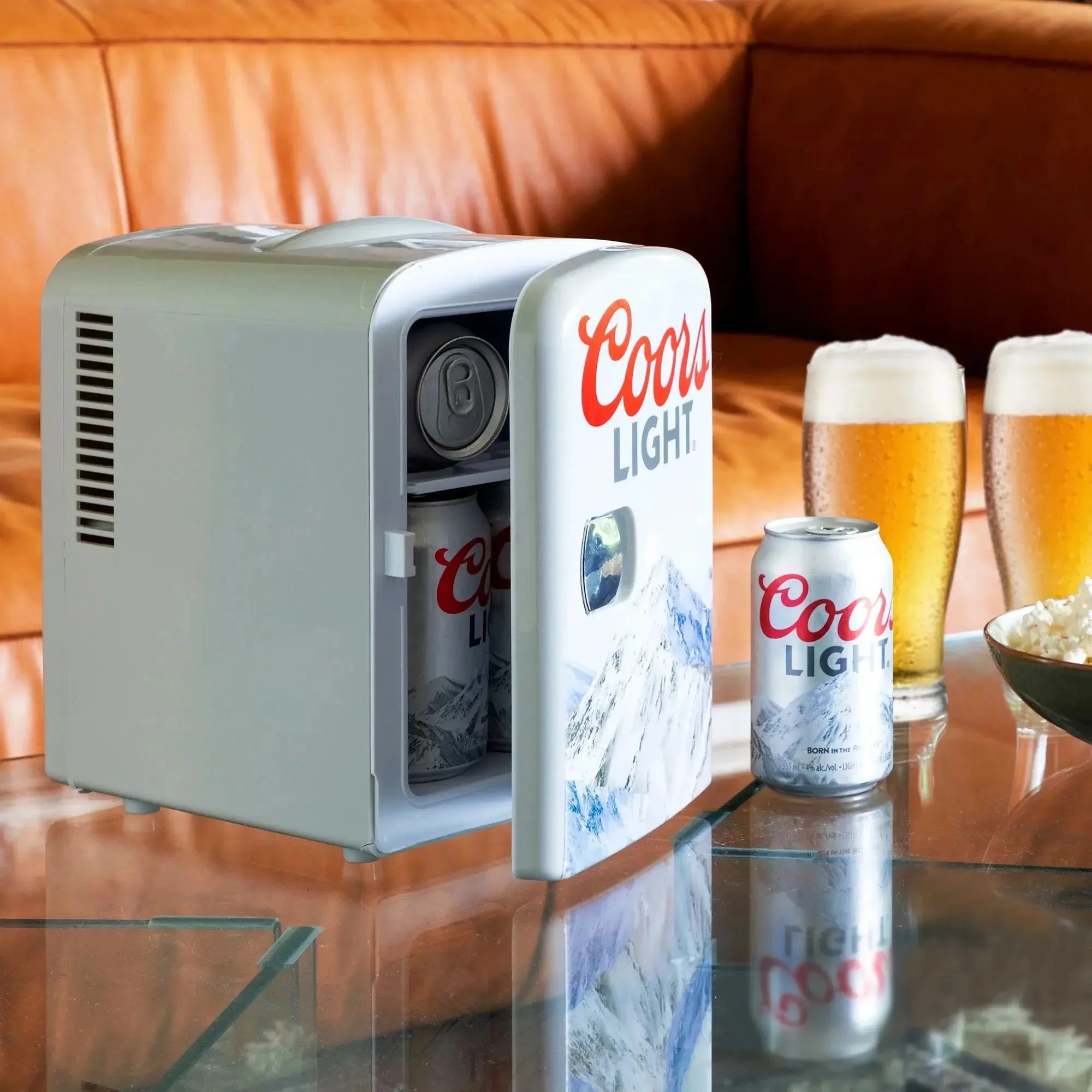 Coors Light 6 Can Mini Fridge 4L Mini Electric Cooler Travel Compact Portable 12V Car Cooler Gray