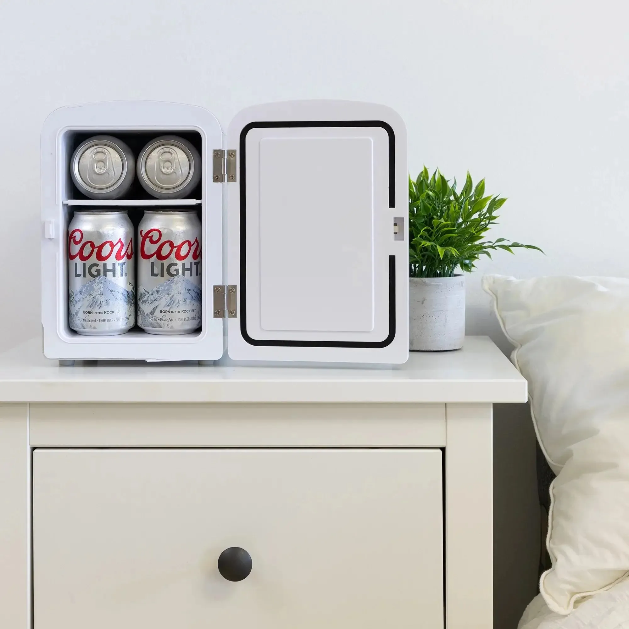 Coors Light 6 Can Mini Fridge 4L Mini Electric Cooler Travel Compact Portable 12V Car Cooler Gray