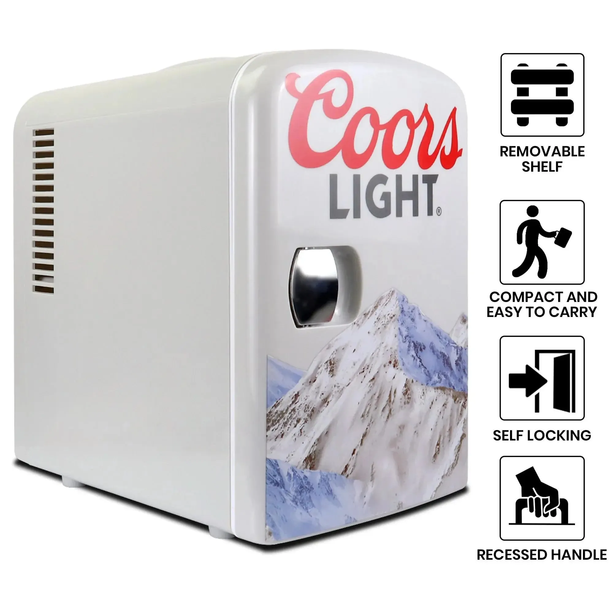Coors Light 6 Can Mini Fridge 4L Mini Electric Cooler Travel Compact Portable 12V Car Cooler Gray
