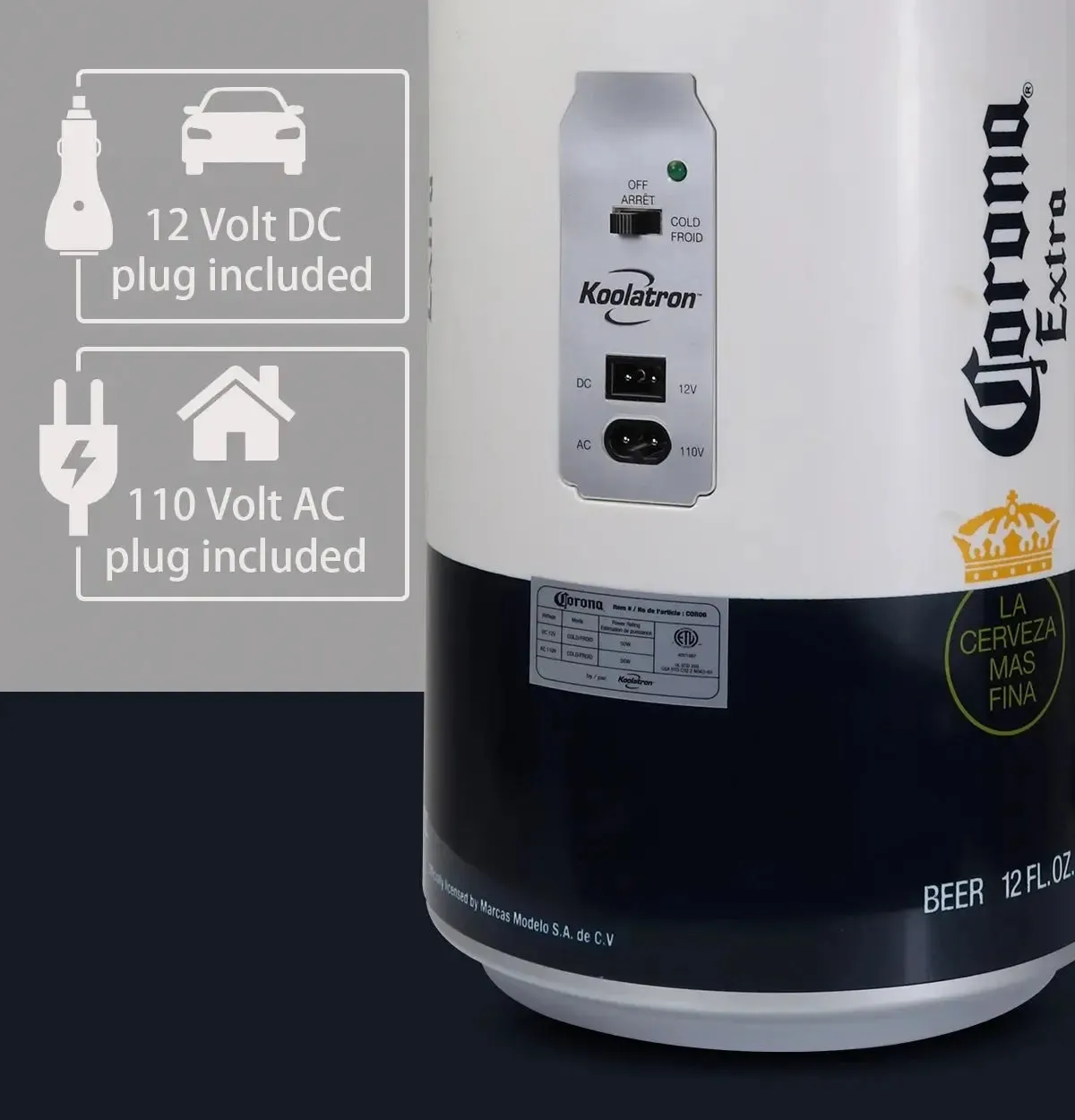 Corona 8 Can Portable Mini Fridge Beer Can Shaped Personal Cooler Travel Fridge White