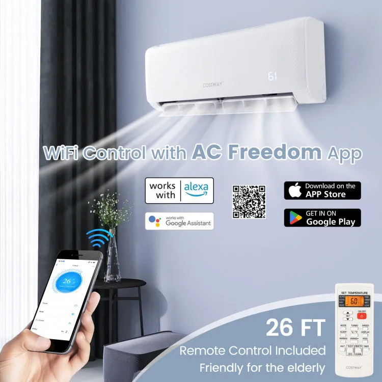 Costway 22000 BTU 21 SEER2 208-230V Ductless Mini Split Air Conditioner and Heater