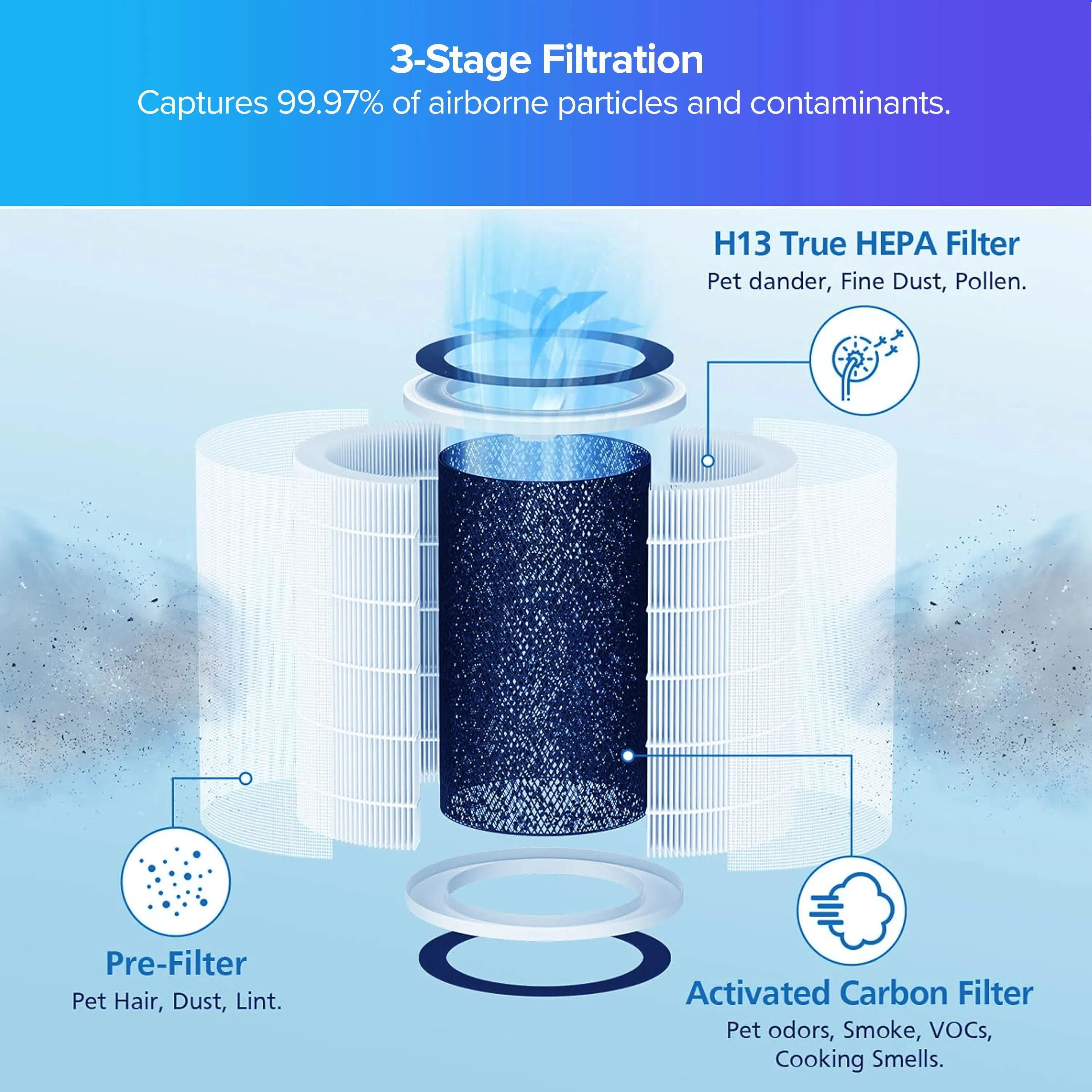 Cylindrical HEPA/Carbon Filter
