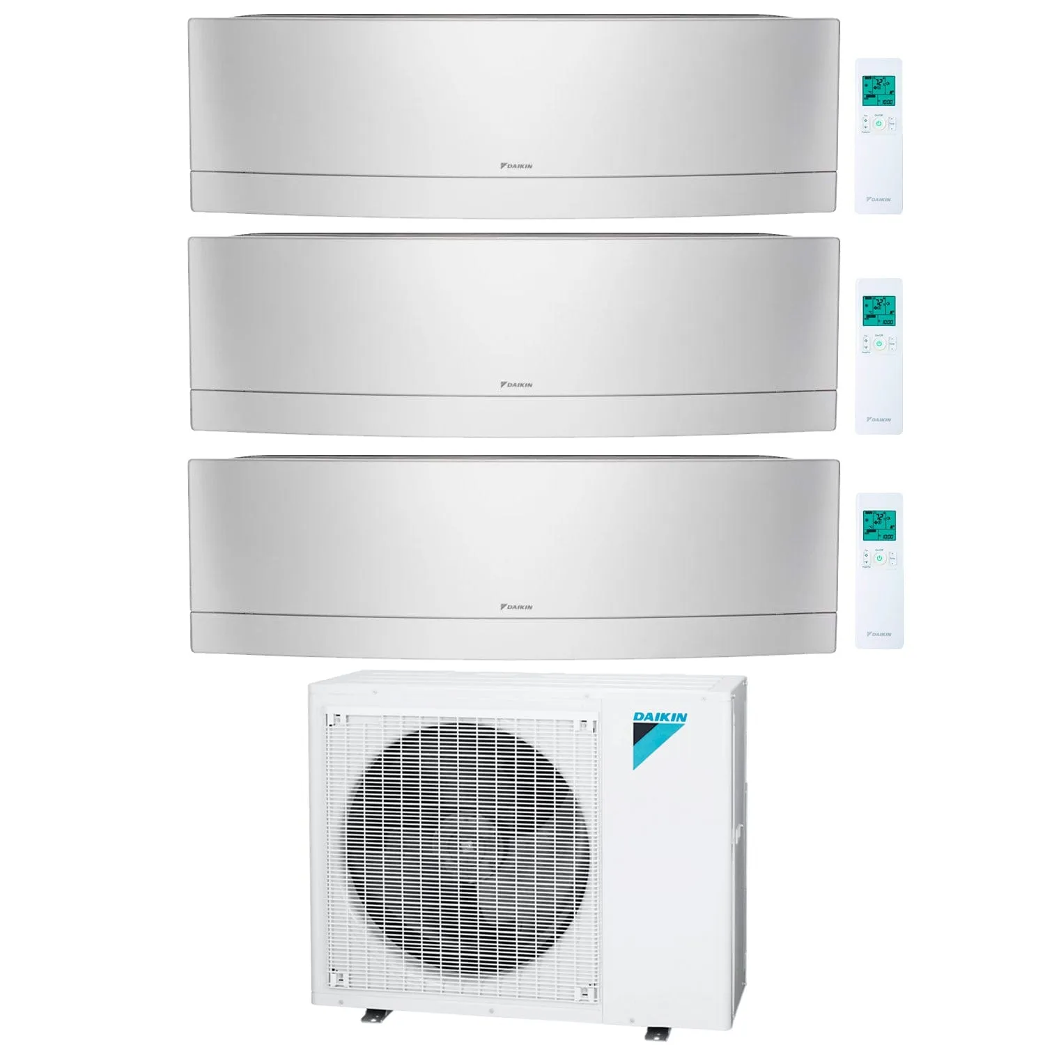 Daikin 3-Zone Wall Mounted Emura Silver Hyper Heat Ductless Mini-Split 36000 BTU Heat Pump Air Conditioner 9k   18k   18k - 20 SEER2