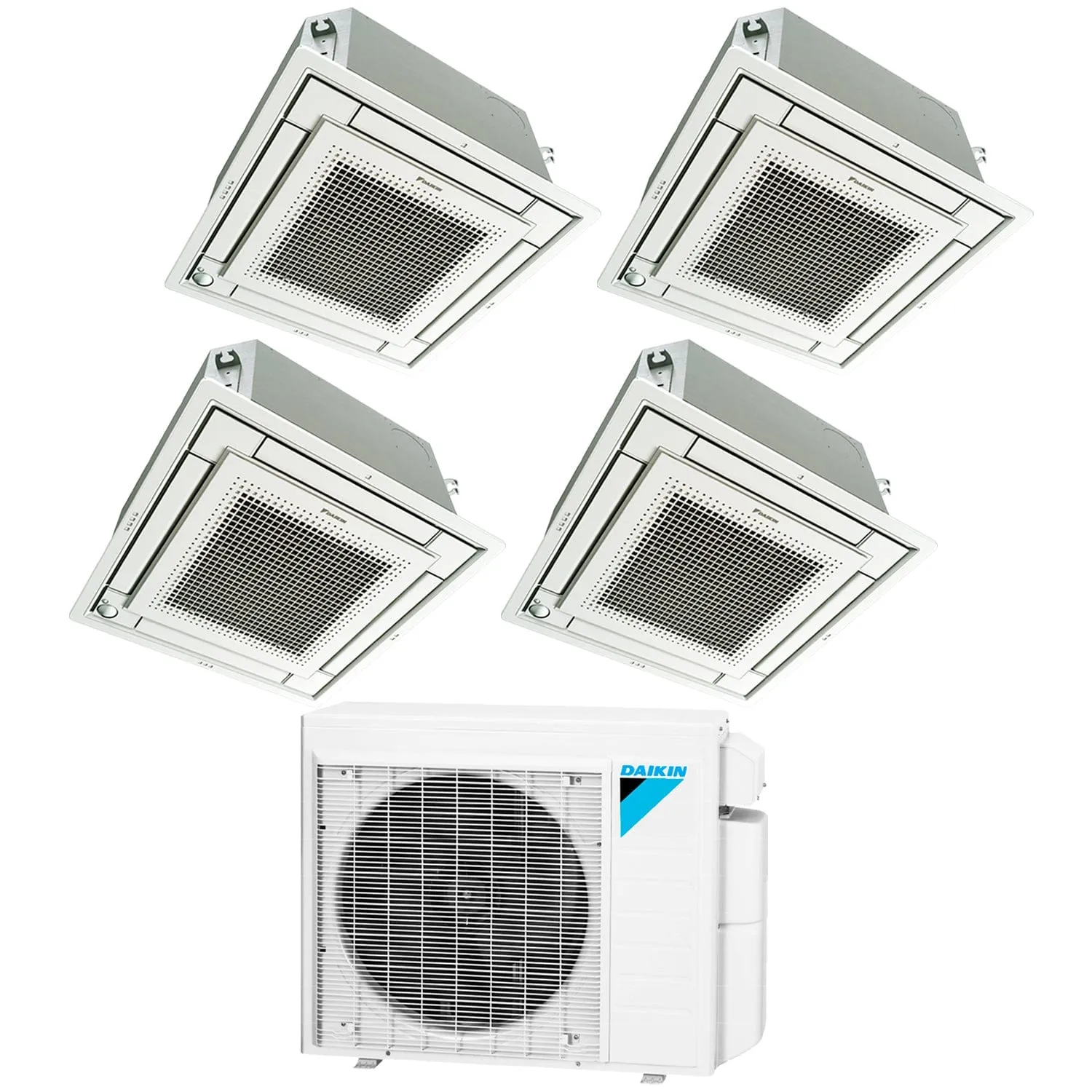 Daikin 4-Zone Ceiling Cassette Ductless Mini-Split 48000 BTU Heat Pump Air Conditioner 9k   12k   18k   18k - 20.6 SEER2