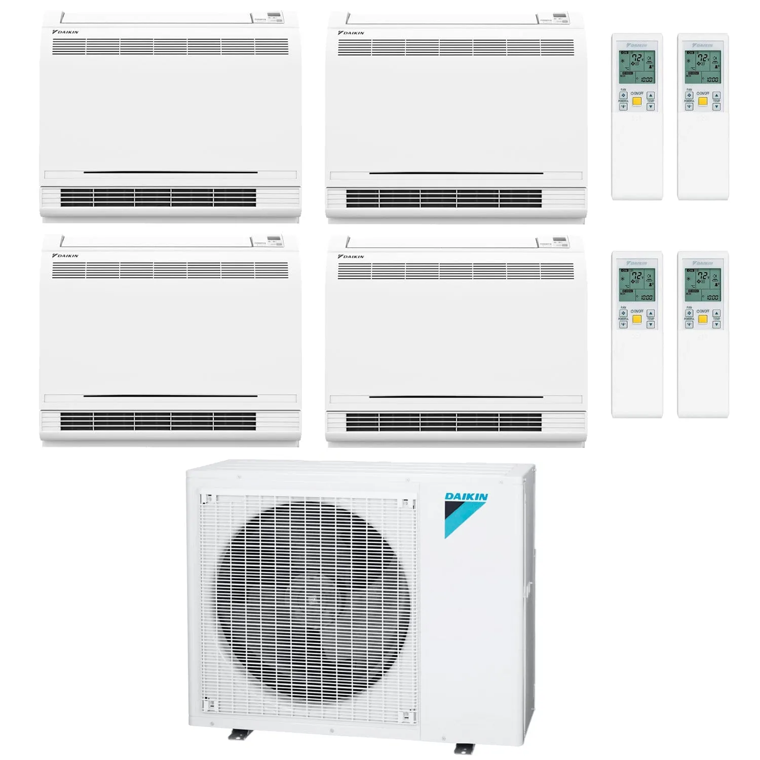 Daikin 4-Zone Floor Standing Hyper Heat Ductless Mini-Split 36000 BTU Heat Pump Air Conditioner 9k   9k   9k   15k - 20 SEER2