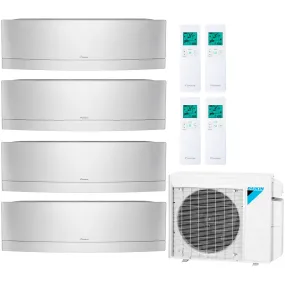 Daikin 4-Zone Wall Mounted Emura Silver Ductless Mini-Split 36000 BTU Heat Pump Air Conditioner 9k   9k   12k   18k - 18.1 SEER2