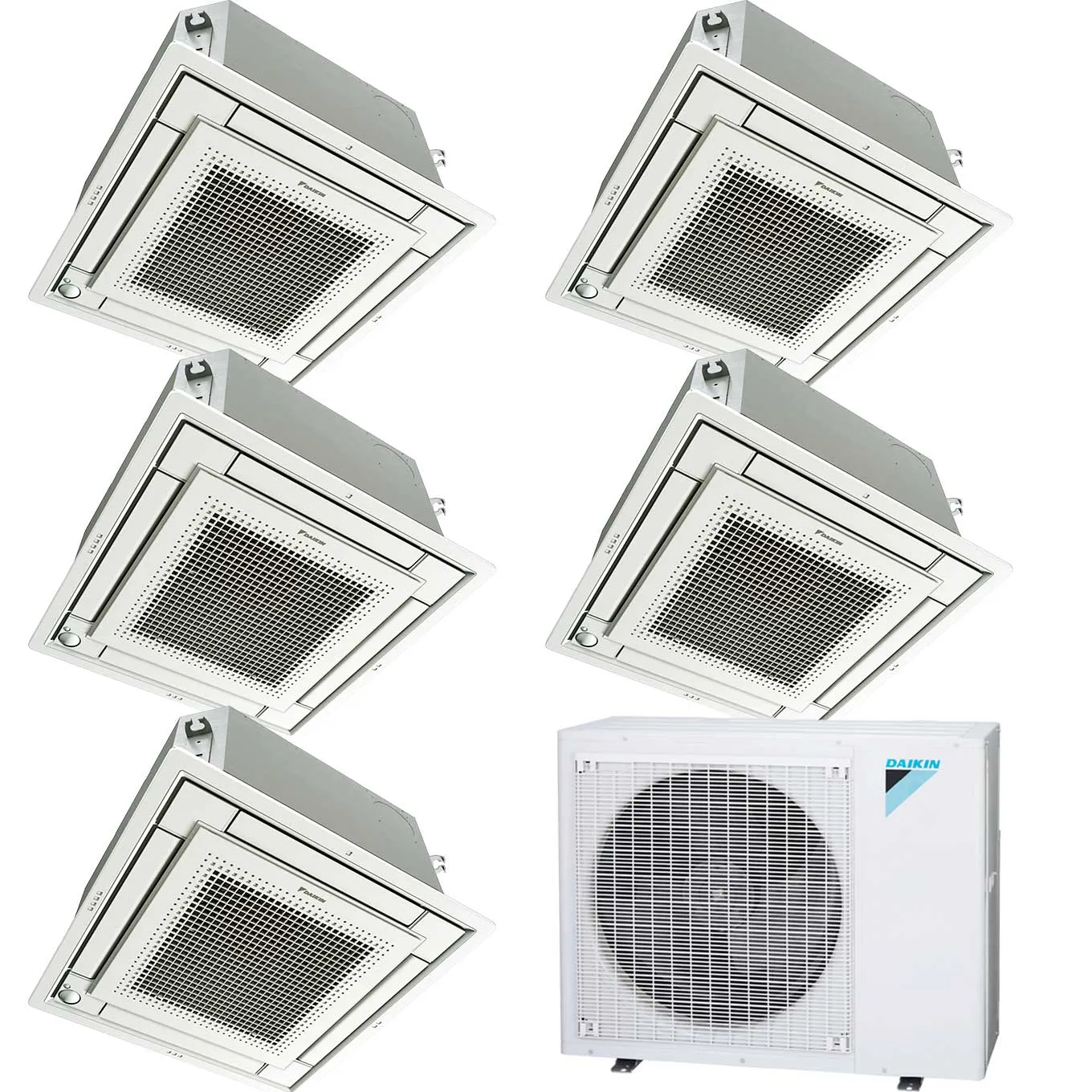 Daikin 5-Zone Ceiling Cassette Ductless Mini-Split 48000 BTU Heat Pump Air Conditioner 9k   9k   9k   9k   18k - 20.6 SEER2