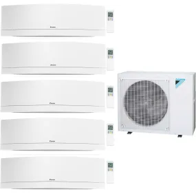Daikin 5-Zone Wall Mounted Emura White Ductless Mini-Split 48000 BTU Heat Pump Air Conditioner 9k   9k   9k   9k   9k - 20.6 SEER2