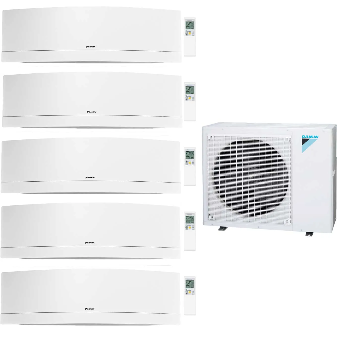 Daikin 5-Zone Wall Mounted Emura White Ductless Mini-Split 48000 BTU Heat Pump Air Conditioner 9k   9k   9k   9k   9k - 20.6 SEER2
