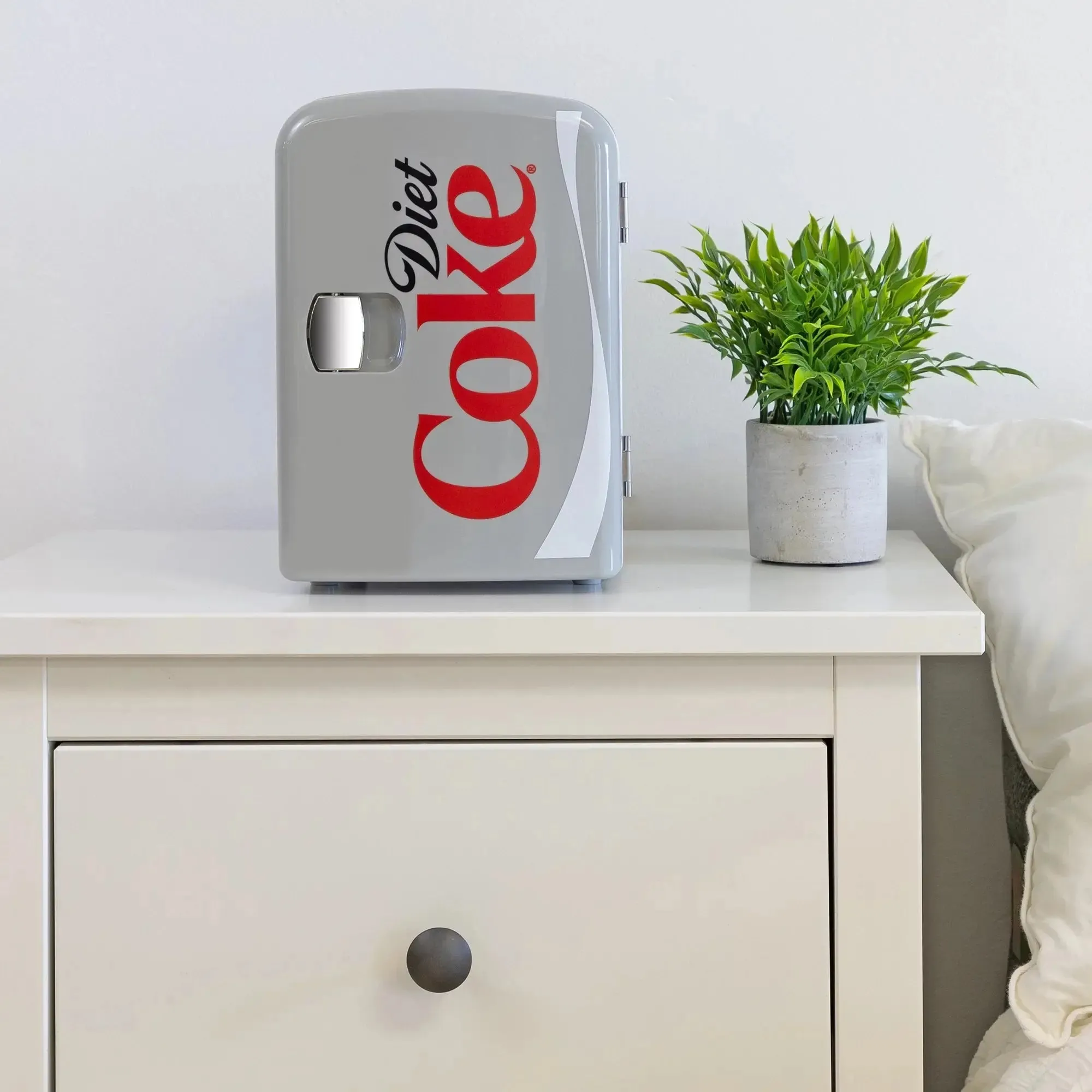 Diet Coke 6 Can Mini Fridge 4L Mini Electric Cooler Warmer Portable 12V Car Cooler Gray