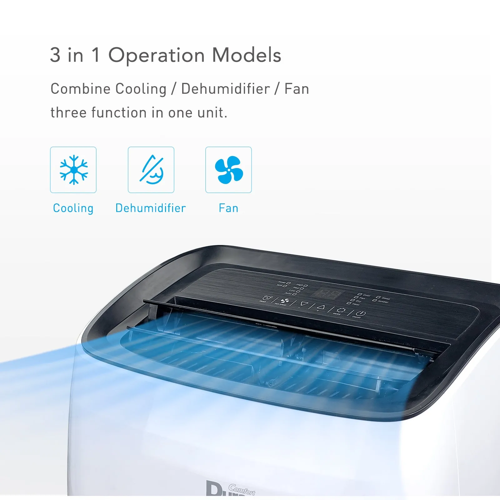 DuraComfort Portable Air Conditioners - Cooling and Heating, Dehumidifier, Fan, SACC 10400 BTU, Ashrae 14000 BTU,  Up to 450 Sq.Ft, White