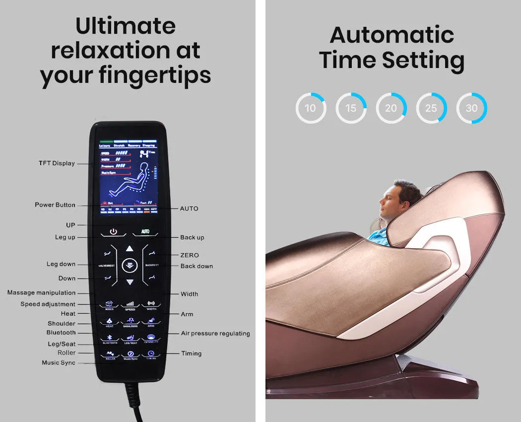 Electric Massage Chair Zero Gravity Heating Massager Full Body Shiatsu Recliner, Remote Control