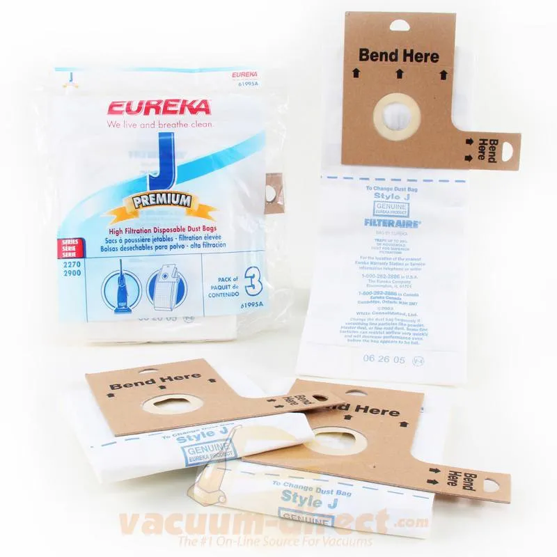 Eureka Style J Premium Upright Vacuum Bags, 3 Pack Genuine Eureka Parts