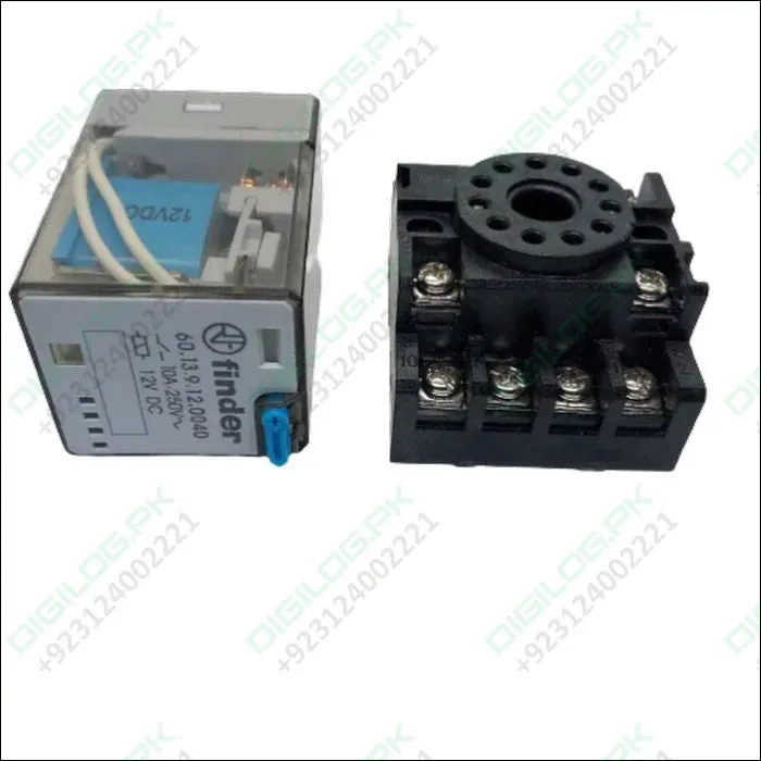 Finder Relay 12vdc 10a 60.13 With 11pin Rail-mount Relay Socket Relay Base