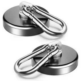 FINDMAG Magnetic Hooks 140LBS Heavy Duty Magnet with Carabiner Hook, Strong Magnetic Hooks for Hanging for Home, Cruise Ship, Office Locker, Workplace, Refrigerator or Travel (2 Pack)