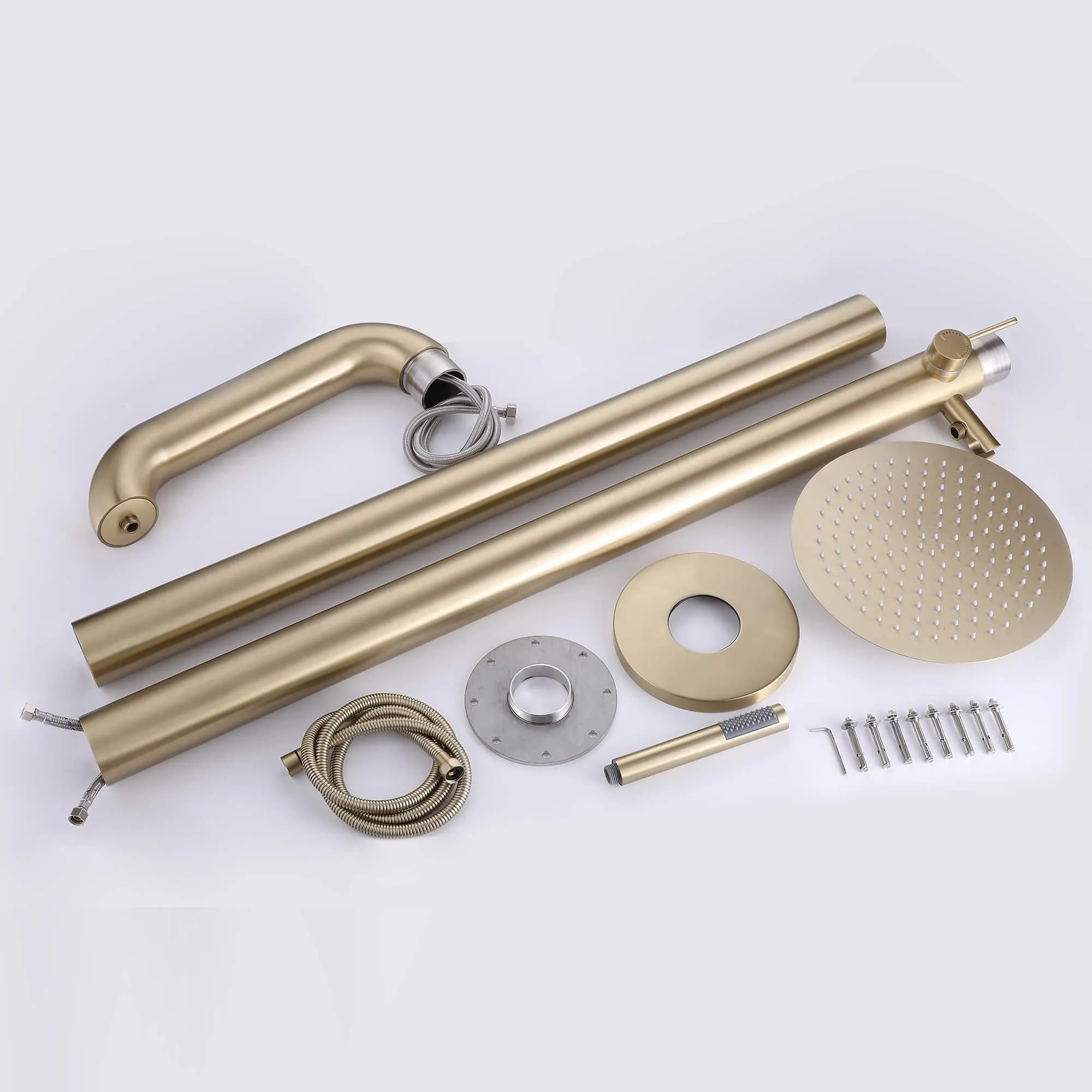 Freestanding Stainless Steel Outdoor Shower with Hand Shower and Detachable Shower Head