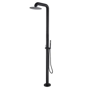 Freestanding Stainless Steel Outdoor Shower with Hand Shower and Detachable Shower Head