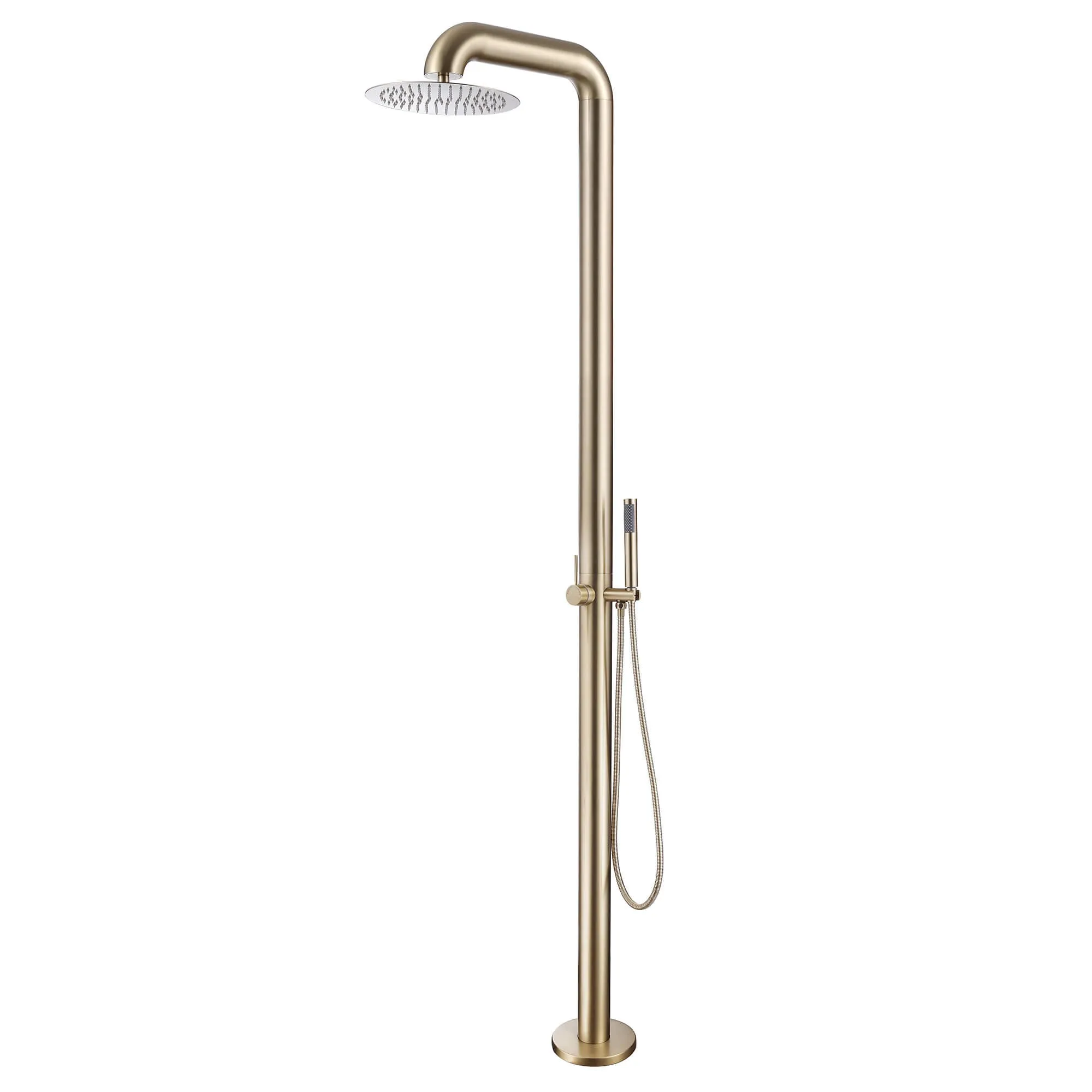 Freestanding Stainless Steel Outdoor Shower with Hand Shower and Detachable Shower Head