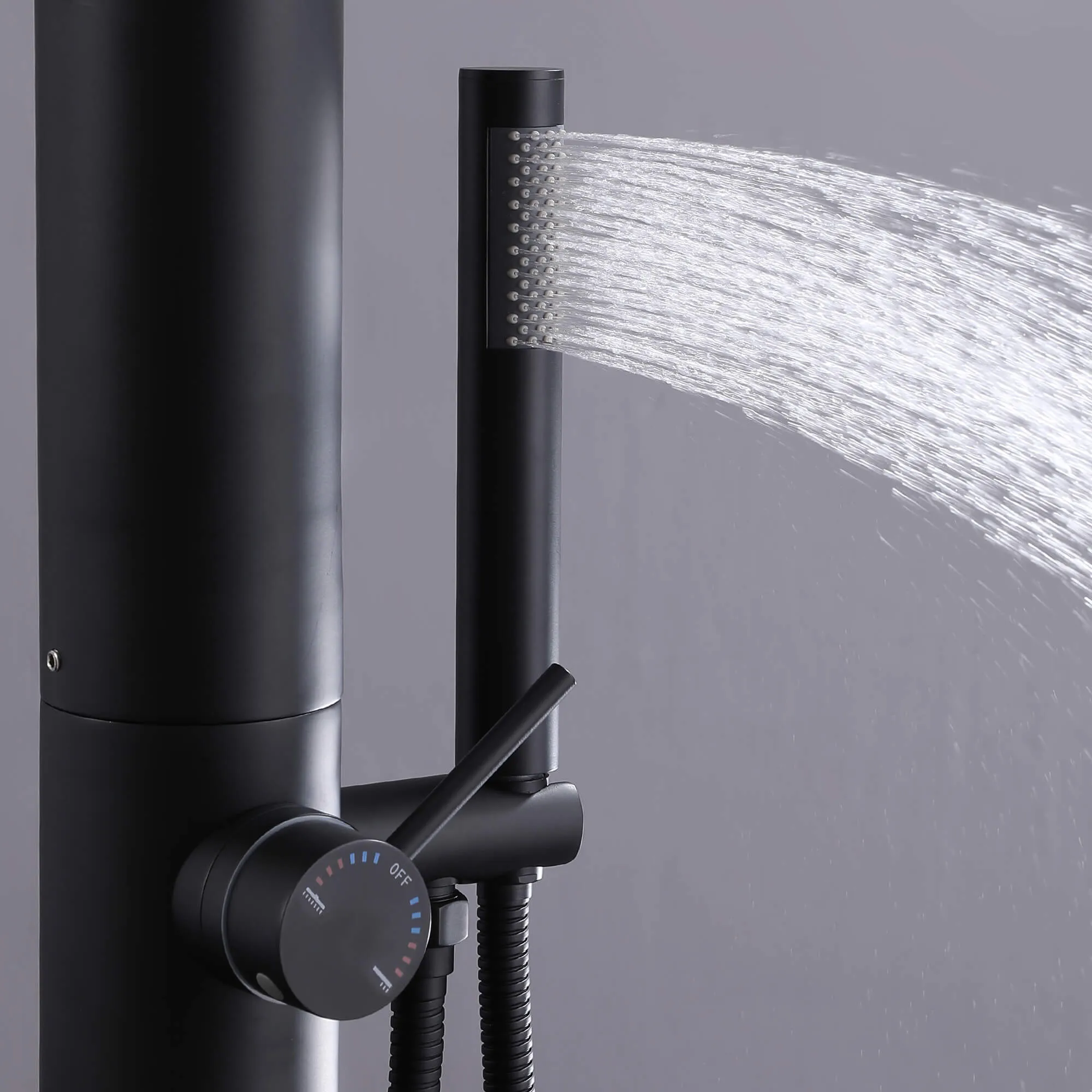 Freestanding Stainless Steel Outdoor Shower with Hand Shower and Detachable Shower Head