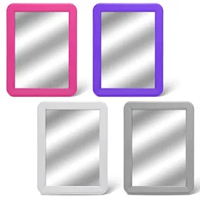 Geelin 4 Pcs Magnetic Locker Mirror 5" x 7" Sticky Locker Mirrors Stick on Mirror Small Mirror for Locker Colorful Locker Accessories for Lockers Refrigerator Office Cabinet, White, Gray, Pink, Purple