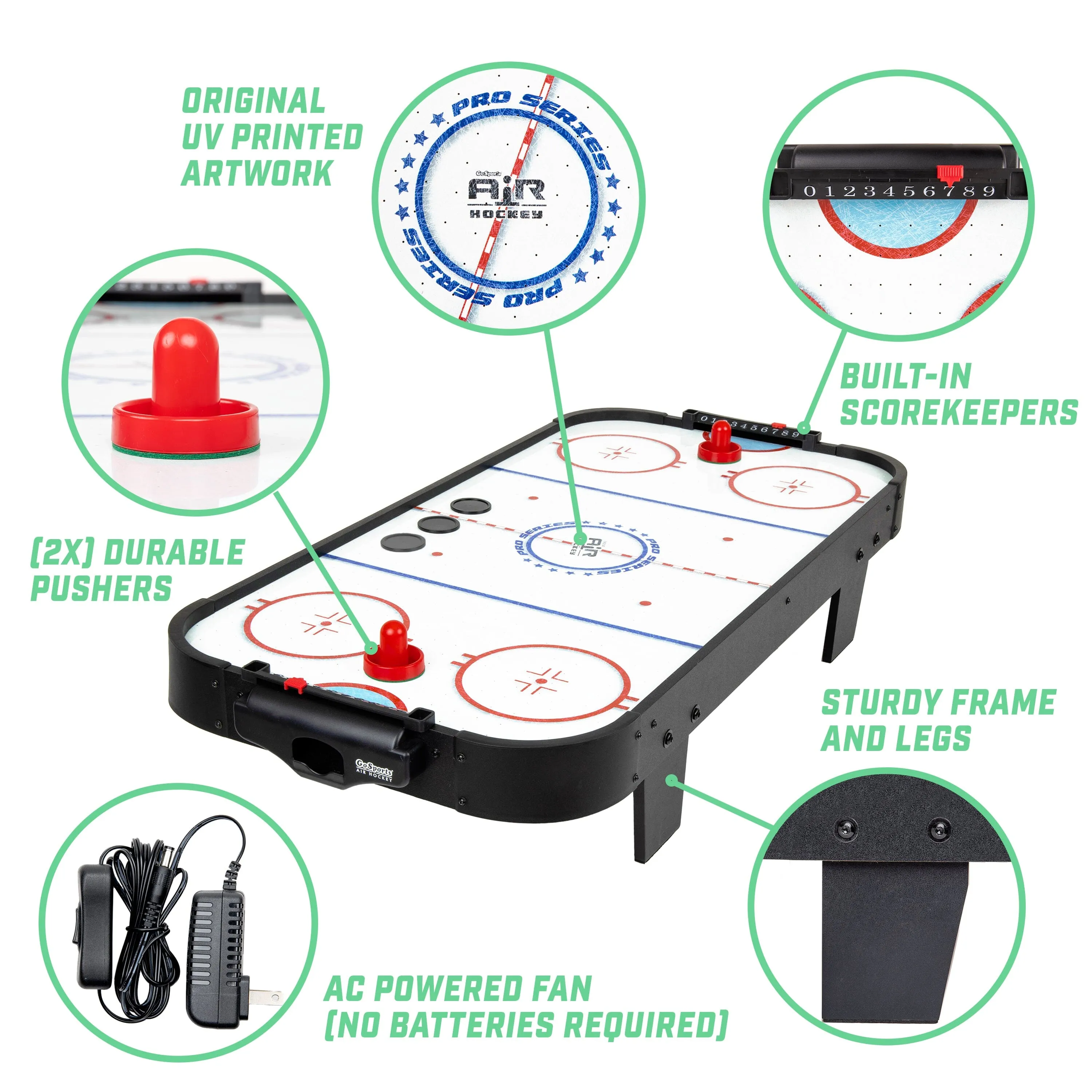 GoSports 40 Inch Table Top Air Hockey Game for Kids - Black
