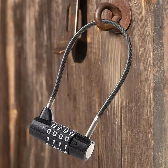 Gralara Heavy Duty Combination Lock for Enhanced Security, Steel Cable 175mm