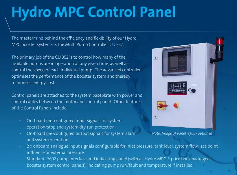 Grundfos Hydro MPC-E Triple CRIE 20 Automatic Variable Speed Pressure Boosting Pump Package (Max 1750LPM)