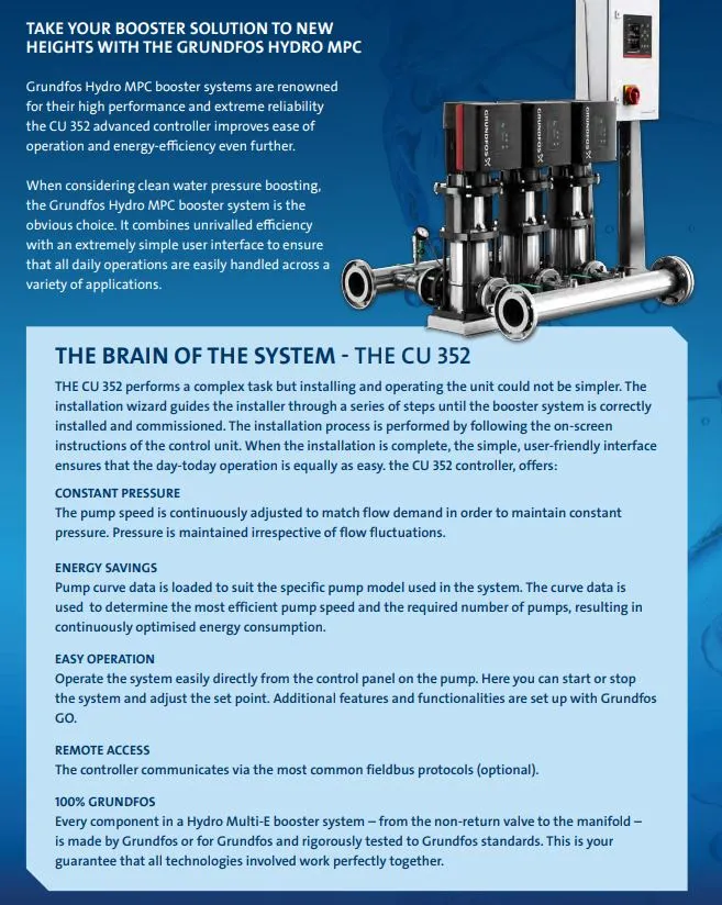 Grundfos Hydro MPC-E Triple CRIE 20 Automatic Variable Speed Pressure Boosting Pump Package (Max 1750LPM)