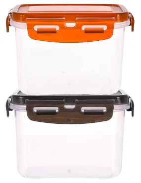 Heart Home Multiuses BPA Free Leak Proof, Dishwasher/Freezer Safe Plastic Storage Container With Airtight Lock Lid, 600ml Pack of 2 (Black & Brown)-46HH0542