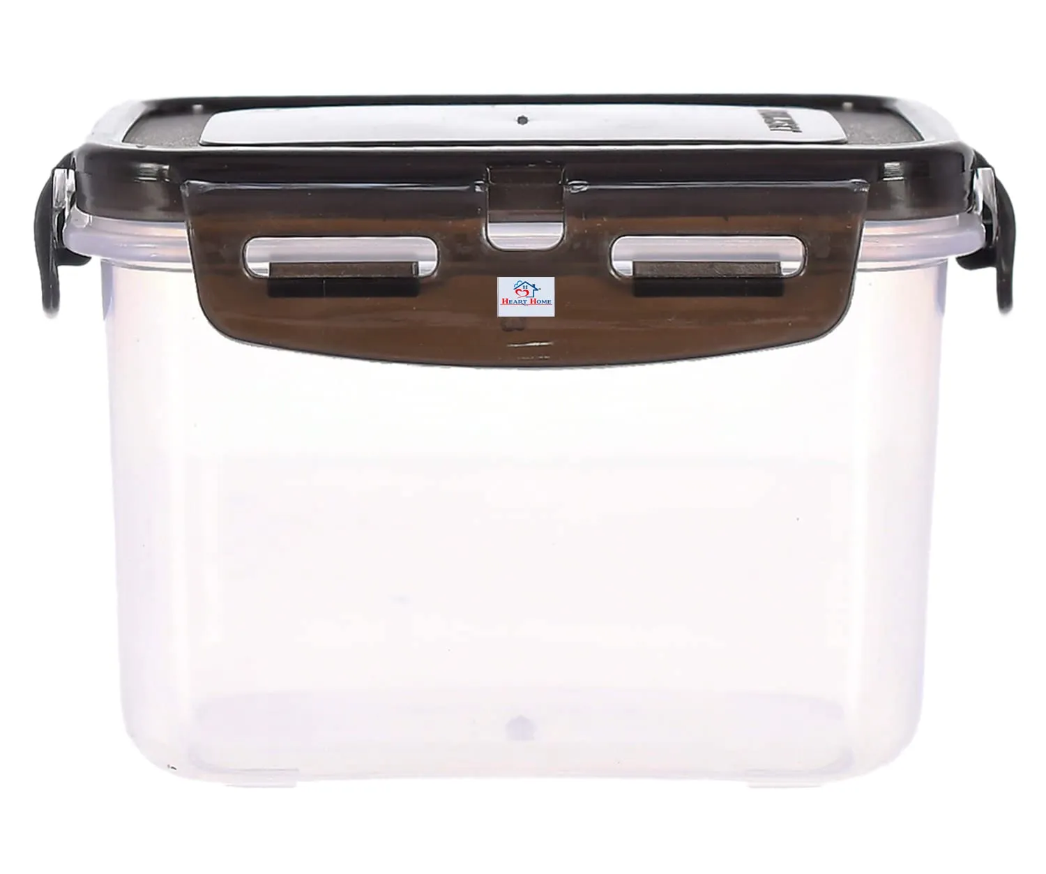 Heart Home Multiuses BPA Free Leak Proof, Dishwasher/Freezer Safe Plastic Storage Container With Airtight Lock Lid, 600ml Pack of 4 (Black)-46HH0528