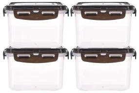 Heart Home Multiuses BPA Free Leak Proof, Dishwasher/Freezer Safe Plastic Storage Container With Airtight Lock Lid, 600ml Pack of 4 (Black)-46HH0528