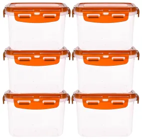 Heart Home Multiuses BPA Free Leak Proof, Dishwasher/Freezer Safe Plastic Storage Container With Airtight Lock Lid, 600ml Pack of 6 ( Brown)-46HH0540