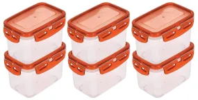 Heart Home Plastic Food Storage Container/Box For cookies, nuts, beans, chutneys With Airtight Lock Lid, 600ml Pack of 6 ( Brown)-46HH0539