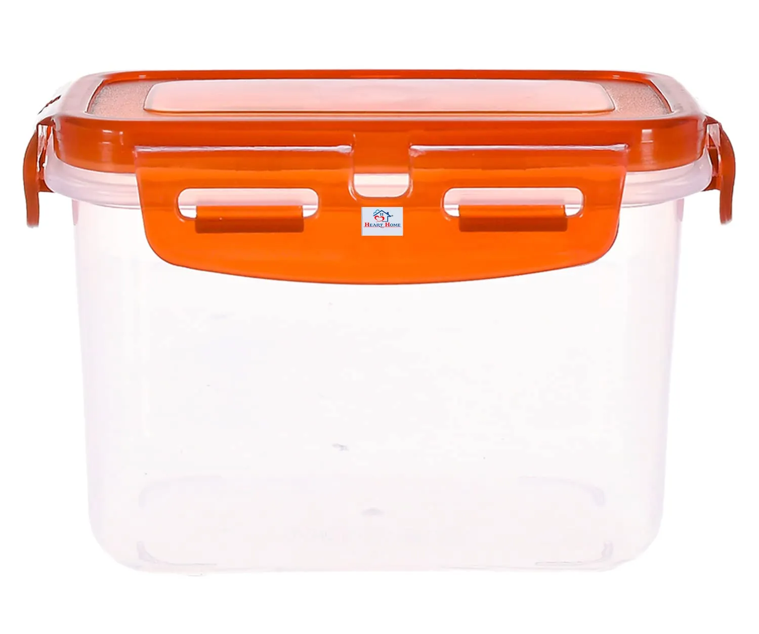 Heart Home Plastic Food Storage Container/Box For cookies, nuts, beans, chutneys With Airtight Lock Lid, 600ml Pack of 6 ( Brown)-46HH0539