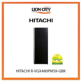HITACHI 407L 2 DOOR FRIDGE R-VGX480PMS9-GBK