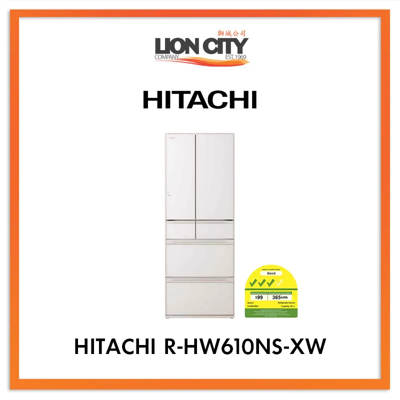 Hitachi 461L Multi Door Fridge R-HW610NS-XW (made in Japan)