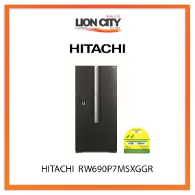 HITACHI 518L 4 DOOR SIDE BY SIDE FRIDGE RW690P7MSXGGR