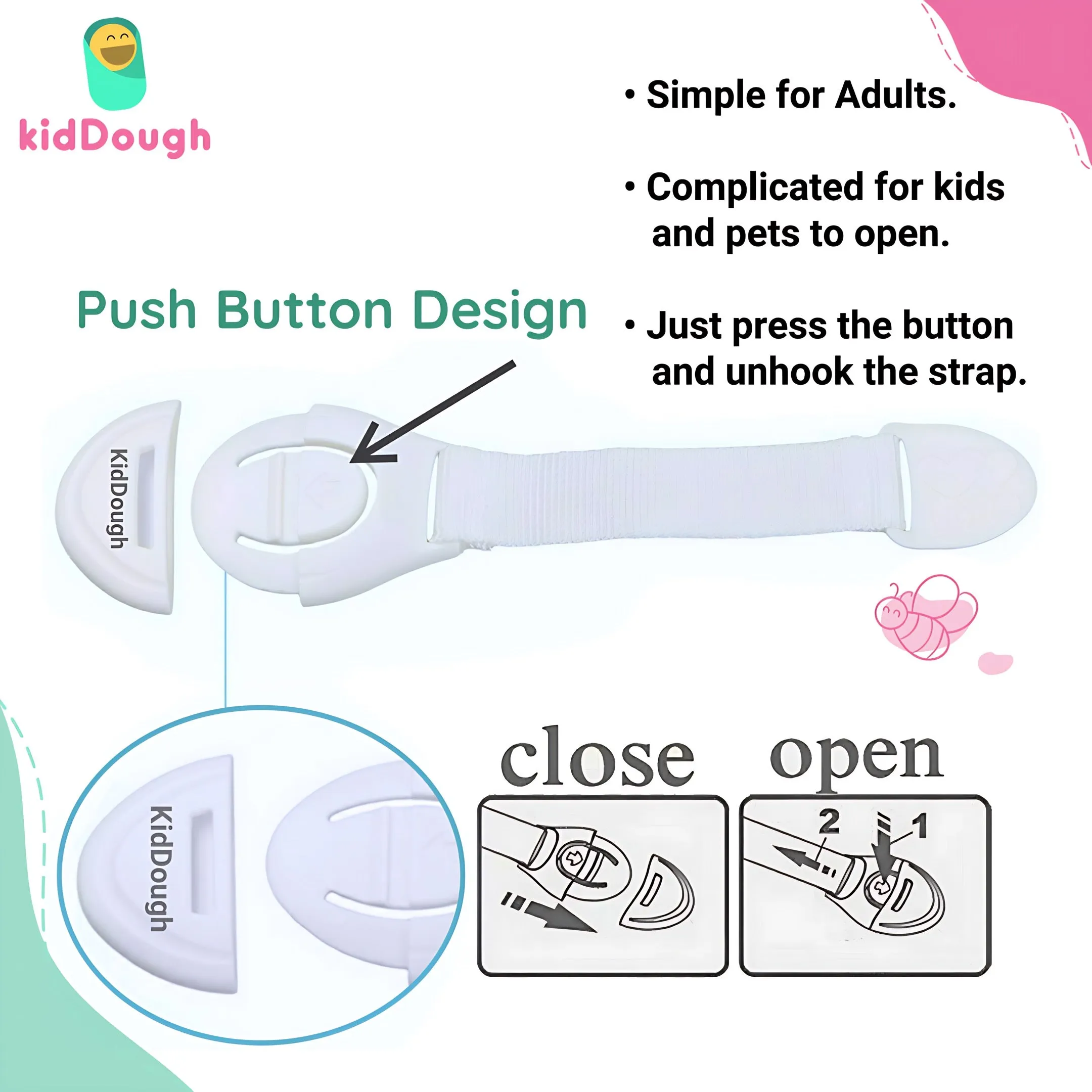 KidDough Furniture Safety Locks for Kids- Pack of 4 Beige   4 Brown Locks