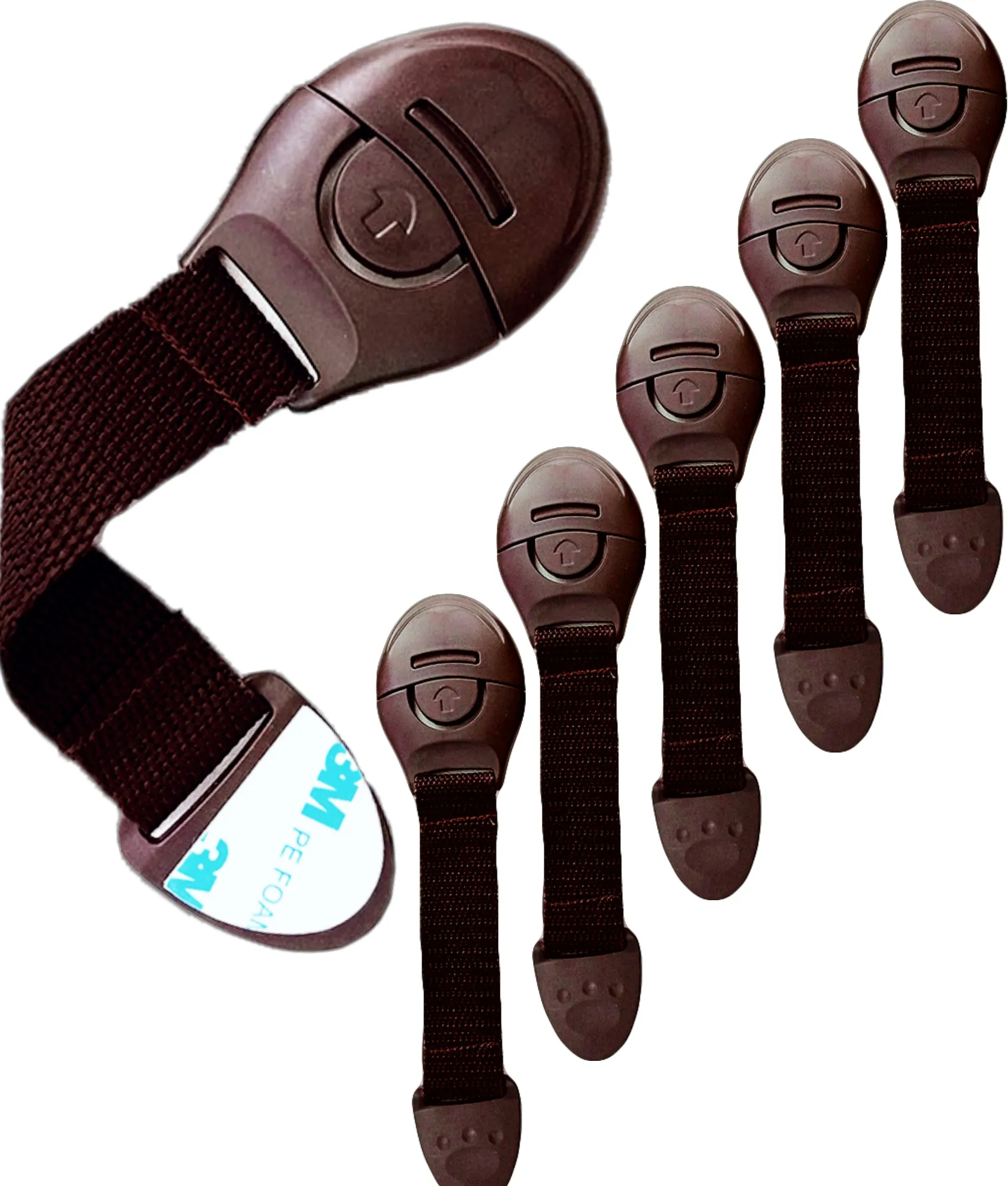 KidDough Furniture Safety Locks for Kids- Pack of 6 Brown Locks